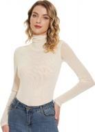 women's turtleneck top long sleeve slim fit mesh sheer see through blouse by anbenser logo