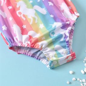 img 1 attached to 👙 Stylish Toddler Girl Ruffles Mermaid Fish Scale Swimsuit: One Piece Swimwear for Bathing and Sunbathing