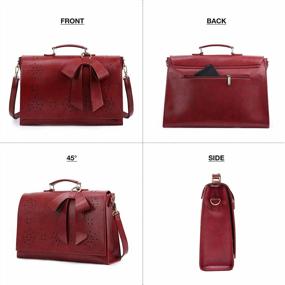 img 1 attached to Stylish And Practical: ECOSUSI Vegan Leather Laptop Briefcase For Women With Detachable Bow