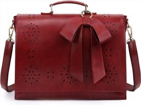 img 4 attached to Stylish And Practical: ECOSUSI Vegan Leather Laptop Briefcase For Women With Detachable Bow