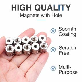 img 2 attached to 50Pcs Neodymium Magnets With Countersunk Hole And Stainless Screws - Strong Rare Earth Magnets Disc For Locker, Tool Storage, Crafts By MIKEDE
