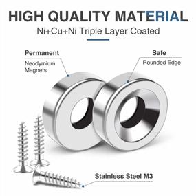img 1 attached to 50Pcs Neodymium Magnets With Countersunk Hole And Stainless Screws - Strong Rare Earth Magnets Disc For Locker, Tool Storage, Crafts By MIKEDE