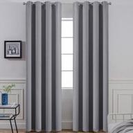 blackout and energy saving gray curtain panels - 96 inches with 8 grommets and tie backs - yakamok set of 2 logo