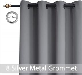 img 1 attached to Blackout And Energy Saving Gray Curtain Panels - 96 Inches With 8 Grommets And Tie Backs - Yakamok Set Of 2