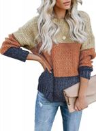 women's color block striped oversized sweater - tiksawon pullover jumper top logo