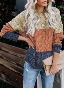 img 3 attached to Women'S Color Block Striped Oversized Sweater - TIKSAWON Pullover Jumper Top