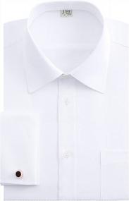 img 4 attached to Men'S French Cuff Dress Shirt Regular Fit Long Sleeve Spread Collar Metal Cufflinks