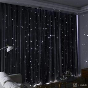 img 2 attached to Kinryb Decorative Kids Curtains: Twinkle Star Blackout Drape for Boy Nursery - Double Layer, Thermal Insulated, Navy Blue - 2 Pieces with Tiebacks (42W x 72L)