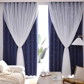 img 4 attached to Kinryb Decorative Kids Curtains: Twinkle Star Blackout Drape for Boy Nursery - Double Layer, Thermal Insulated, Navy Blue - 2 Pieces with Tiebacks (42W x 72L)