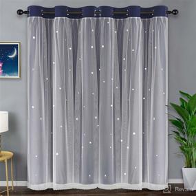 img 3 attached to Kinryb Decorative Kids Curtains: Twinkle Star Blackout Drape for Boy Nursery - Double Layer, Thermal Insulated, Navy Blue - 2 Pieces with Tiebacks (42W x 72L)