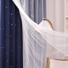 img 1 attached to Kinryb Decorative Kids Curtains: Twinkle Star Blackout Drape for Boy Nursery - Double Layer, Thermal Insulated, Navy Blue - 2 Pieces with Tiebacks (42W x 72L)