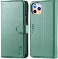 stylish myrtle green leather wallet case for iphone 11 pro max with rfid card holder, stand, tpu inner case, and auto wake-sleep feature - shockproof and compatible with iphone 11 pro max by tucch logo