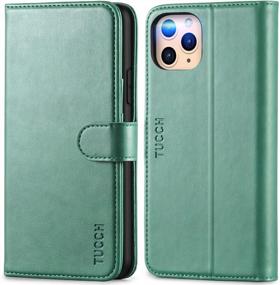 img 4 attached to Stylish Myrtle Green Leather Wallet Case For IPhone 11 Pro Max With RFID Card Holder, Stand, TPU Inner Case, And Auto Wake-Sleep Feature - Shockproof And Compatible With IPhone 11 Pro Max By TUCCH