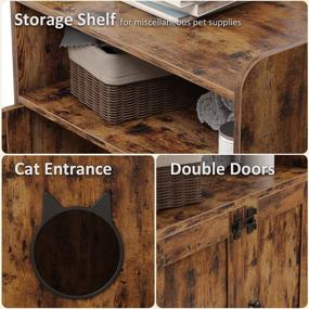 img 1 attached to 🐾 Zakkart Cat Hidden Litter Box Enclosure Furniture - Cat Washroom Cabinet with Storage Shelf - 24'' Wide & 30'' Tall - Rustic Brown - Indoor Cat Litter Box Furniture, Nightstand, End Table