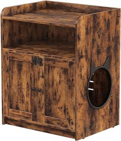 img 3 attached to 🐾 Zakkart Cat Hidden Litter Box Enclosure Furniture - Cat Washroom Cabinet with Storage Shelf - 24'' Wide & 30'' Tall - Rustic Brown - Indoor Cat Litter Box Furniture, Nightstand, End Table