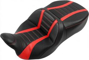 img 4 attached to Harley Davidson Touring Road King Ultra CVO Street Glide, Road Glide And Electra Glide 2009-2020 Deluxe One-Piece Two-Up Motorcycle Rider Passenger Seat (Black Red)