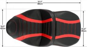 img 1 attached to Harley Davidson Touring Road King Ultra CVO Street Glide, Road Glide And Electra Glide 2009-2020 Deluxe One-Piece Two-Up Motorcycle Rider Passenger Seat (Black Red)
