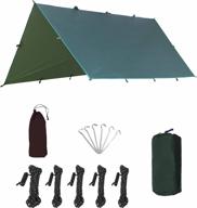 waterproof camping tent tarp hammock rain fly - 118”x125”/177”x216”,lightweight uv protection sun shade canopy,multifunctional footprint for hiking,backpacking (green 9.8x 10ft) logo