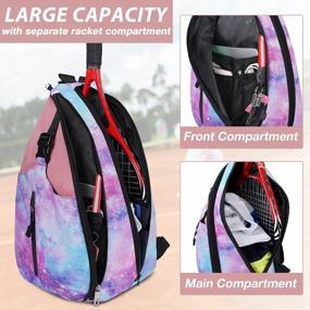 img 3 attached to Ytonet Water Resistant Tennis Sling Backpack Bag For Men And Women - Holds Badminton, Squash, Pickleball Rackets & Balls For Outdoors Sports Accessories.