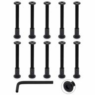10 sets of carbon steel black m6x50mm hex drive binding bolts and barrel nuts with allen wrench for leather and wood furniture, ideal for 5/16"(8mm) hole diameter logo