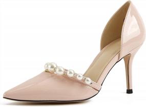 img 4 attached to Женские туфли-лодочки с острым носком, туфли-лодочки на средней шпильке с жемчужными ремешками, без шнуровки, модельные сандалии D'Orsay для свадьбы