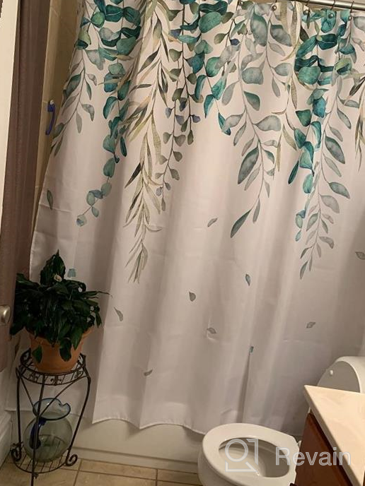 img 1 attached to Botanical Shower Curtain With Leaf Print - LIVILAN Plant Design, Green Eucalyptus And Succulent Pattern, Sage Tones - 72X72 Inches Water-Repellent Fabric With Hooks For Extra Long Coverage review by Peris Holland