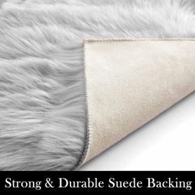 img 2 attached to Grey Faux Fur Rug For Bedroom - 4X4 Ft Round Area Rug Fluffy Shaggy Home Decor