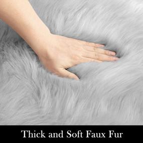 img 3 attached to Grey Faux Fur Rug For Bedroom - 4X4 Ft Round Area Rug Fluffy Shaggy Home Decor