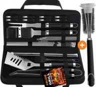 father's day grilling gifts set: poligo 26pcs bbq grill accessories in storage bag - stainless steel barbecue tools w/safe wire brush & scraper for all grills logo