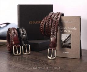 img 3 attached to Get Two Versatile Men'S Leather Belts With Gift Set Box: CHAOREN Braided Belts For Any Look And Occasion