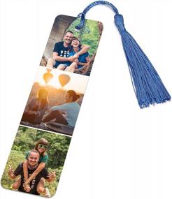img 4 attached to Custom Metal Bookmark With Personalized Photo And Blue Tassel - Perfect Gift For Bookworms On Birthdays, Christmas, Or Valentine'S Day By PiercingJ