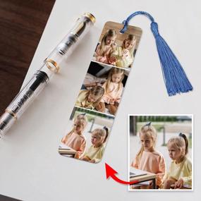 img 3 attached to Custom Metal Bookmark With Personalized Photo And Blue Tassel - Perfect Gift For Bookworms On Birthdays, Christmas, Or Valentine'S Day By PiercingJ