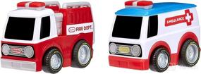 img 4 attached to 🚑 Little Tikes My First Cars 2-Pack Racin' Responders: Fire Truck & Ambulance - Crazy Fast, Pullback Toy Cars That Go up to 50 ft!