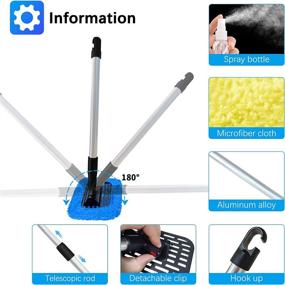 img 2 attached to Car Windshield Cleaner Tool - Window Cleaner, Microfiber Windshield Cleaner, Auto Glass Care Cleaner Kit with Washable Reusable Cloth and Detachable Handle for Auto Windshield Wiper, Blue/Grey/Yellow