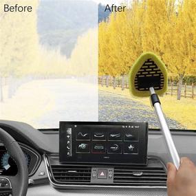 img 1 attached to Car Windshield Cleaner Tool - Window Cleaner, Microfiber Windshield Cleaner, Auto Glass Care Cleaner Kit with Washable Reusable Cloth and Detachable Handle for Auto Windshield Wiper, Blue/Grey/Yellow