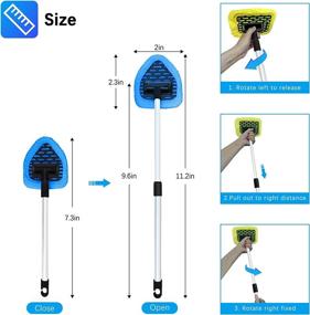 img 3 attached to Car Windshield Cleaner Tool - Window Cleaner, Microfiber Windshield Cleaner, Auto Glass Care Cleaner Kit with Washable Reusable Cloth and Detachable Handle for Auto Windshield Wiper, Blue/Grey/Yellow