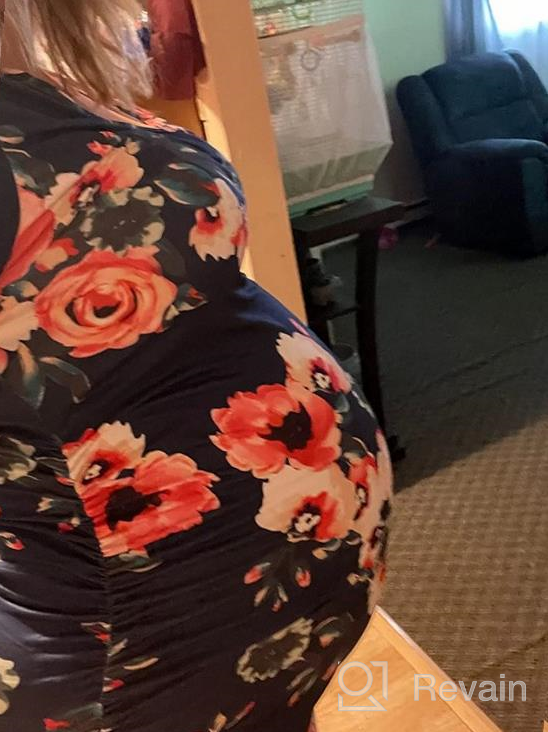 img 1 attached to Stylish Maternity Bodycon Dress With Ruched Sides And Floral Accents For Casual Wear And Baby Showers - MUSIDORA Collection review by Kevin Jacobson