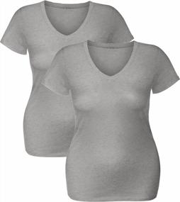 img 2 attached to Women'S Short Sleeve V Neck T Shirt - Junior & Plus Sizes By Emmalise