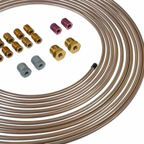 img 1 attached to 4LIFETIMELINES Copper-Nickel Alloy Non-Magnetic Brake Line Tubing Coils And Fittings, 2 Kits (3/16 Inch X 25 Feet)