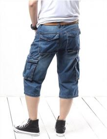 img 1 attached to Men'S Motorcycle Denim Cargo Shorts Loose Fit Cropped Work Jeans