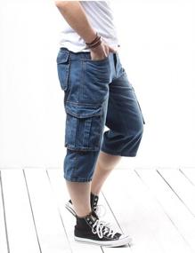 img 3 attached to Men'S Motorcycle Denim Cargo Shorts Loose Fit Cropped Work Jeans