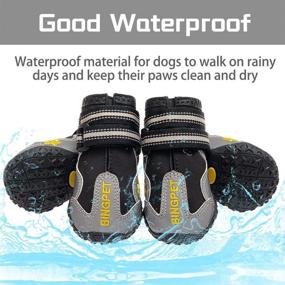 img 1 attached to 🐾 BINGPET Waterproof Dog Boots - Sturdy Dog Shoes for Dogs on Hot Pavement with Adjustable Reflective Strap and Non-Slip Sole, Dog Paw Protector for Dogs of All Sizes