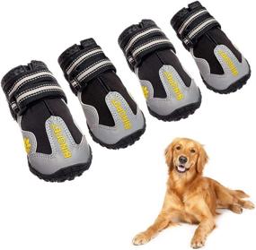 img 4 attached to 🐾 BINGPET Waterproof Dog Boots - Sturdy Dog Shoes for Dogs on Hot Pavement with Adjustable Reflective Strap and Non-Slip Sole, Dog Paw Protector for Dogs of All Sizes