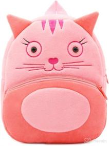 img 1 attached to 🐱 Cute Toddler Backpack Plush Animal Cartoon Mini Travel Bag for Baby Girl Boy 1-4 Years - Cat Design