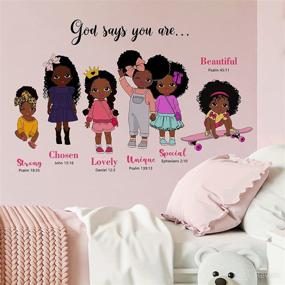 img 2 attached to 👧 Inspirational Black Girls Wall Decals Stickers - God's Affirmation of Your Beauty. African American Baby Girls Bedroom Art, Religious Quote Nursery Decorations. Motivational Afro Toddler Kids Room Décor