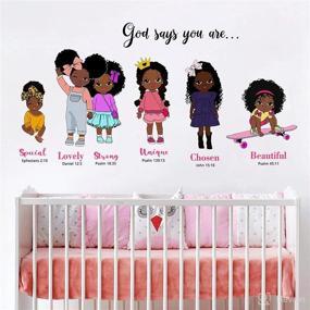 img 1 attached to 👧 Inspirational Black Girls Wall Decals Stickers - God's Affirmation of Your Beauty. African American Baby Girls Bedroom Art, Religious Quote Nursery Decorations. Motivational Afro Toddler Kids Room Décor