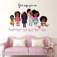 👧 inspirational black girls wall decals stickers - god's affirmation of your beauty. african american baby girls bedroom art, religious quote nursery decorations. motivational afro toddler kids room décor логотип