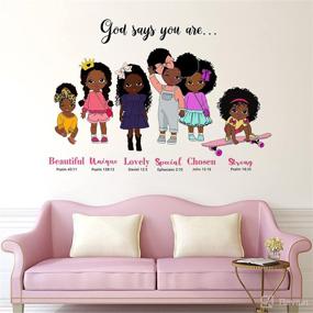 img 4 attached to 👧 Inspirational Black Girls Wall Decals Stickers - God's Affirmation of Your Beauty. African American Baby Girls Bedroom Art, Religious Quote Nursery Decorations. Motivational Afro Toddler Kids Room Décor