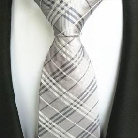 img 2 attached to Men'S Classic Silver Checks Jacquard Woven Silk Formal Necktie