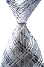 img 3 attached to Men'S Classic Silver Checks Jacquard Woven Silk Formal Necktie
